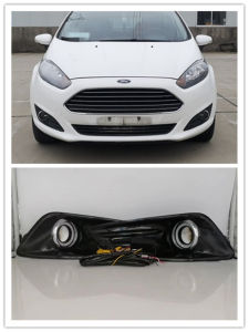 LED Fog Lights Assembly For Ford Fiesta 2009 2010 2011 2012 Front Bumper Fog lamp Replacement Angel Eye daylight accessories