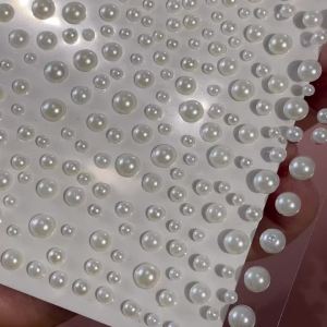 1Sheet 3D Pearl Face Tattoos Stickers Half Round Imitation Pearls Rhinestones Tattoo for Festival Party Eye/Body Makeup Decor &*