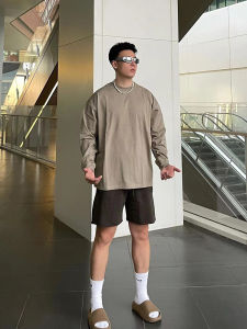 Áo Thun Nam Tay Dài Dáng Rộng Cổ Tròn in Chữ Cotton Phong Cách Mỹ Cổ Điển Mùa Thu