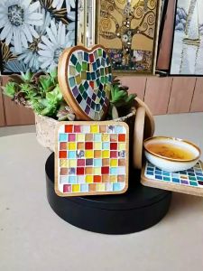 ❤[SG]👧Mosaic  Craft material Coaster Multi- color glass mosaic DIY Mosaic Art Craft Crystal Glass Mosaic  For Kids DIY