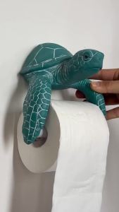 MagiDeal | 3D Printed Turtle Paper Holder Tissue Hanger Wall-Mounted Paper Towels Holdler Bathroom Decor Coastal Beach Themed Decor