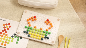 Montessori Inspired Wooden Rainbow Beads Educational Activity Board