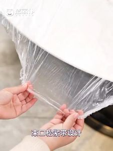 1PCS Disposable Table Cover Plastic Film Table Cover Thickened Waterproof Oilproof Round Table Elastic Mouth