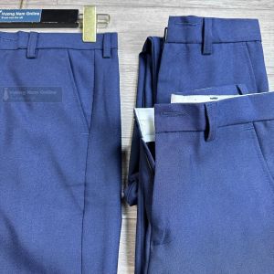 Quần tây học sinh nam cấp 1 2 màu xanh đen chất polyster lưng nẹp VNO110