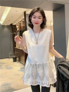 Elegant Hollow out Embroidered Floral Vest Top Womens Sleeveless Base Shirt Korean Style Commute Loose Fit Winter Fashion