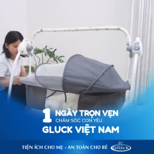 Nôi điện cho bé sơ sinh Gluck 518R nôi điện bập bênh tự động cho bé nằm ngủ êm ái điều khiển từ xa