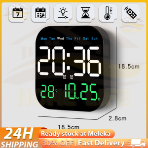 Digital Wall Clocks Temperature Date Week Dispaly Electronic Table Clock 12/24H Wall-mounted Table Standing Dual-Use LED Alarm Clock Remote Control