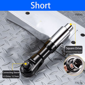 3-in-1 1/2 Inch Drive 72 Tooth Ratchet Wrench High Torque Offset Spanner for Narrow Space Auto Motorcycle Repair DIY Hand Tool