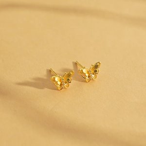 Chow Sang Sang 周生生 999.9 24K Gold Cultural Blessings Butterfly Stud Earrings for Women 95851E