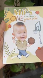 ( TẶNG LÌ XÌ ) Thiệp mời thôi nôi có in hình bé mẫu đẹp dễ thương size 11x15cm