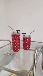 Bình Nước Giữ Nhiệt Kèm Ống Hút In Hình Gấu Hoạt Hình Disney Dễ Thương Sang Trọng Cho Nữ Tr.th