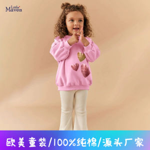 Adorable Little Maven Autumn Long Sleeve Childrens Set Heart Shape Two Piece Girls Outfit Cotton Material Ages 15 And under