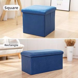 OUHUAGUAN | Multi-Function Foldable Cotton Linen Storage Stool