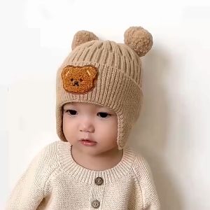 Topi Kupluk Rajut Anak Bayi Bear korea