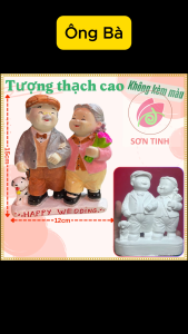 Tượng thạch cao Ông Bà ôm hoa M58 (Không kèm màu) Bé Tô Màu Tô Tượng decor