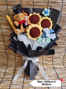 CrochetGraduationFlowerBouquet+FREE LED Light+Wish Card