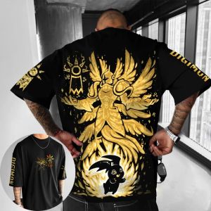 ดิจิมอนแอดเวนเจอร์อะนิเมะเซราฟิมอนเสื้อยืดฤดูร้อนใหม่ผู้ชายและผู้หญิง Y2K หลวมสบายๆฮาราจูกุอเนกประสงค์แขนสั้น