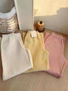 Comfortable Fleece Lined Wide Leg Casual Pants Womens Autumn Winter Slimming Drapey Straight Cut Trousers Three Colors Joggers