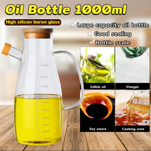 Nurm 1000ml Glass Oil Bottle Cooking Oil Vinegar Soy Sauce Bottle Leak Proof Kitchen Tools