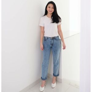 Boyfriend Jeans Snow Blue/Boyfriend Jumbo/Boyfriend Wanita/celana jeans wanita/celana panjang wanita