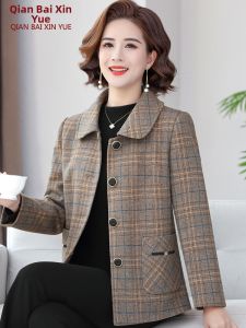 QIANBAIXINYUE | Áo Blazer Caro cho Phụ Nữ Trung Niên