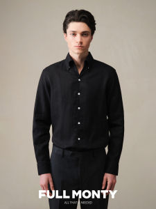 Pure Linen Single Collar Loose Casual Black Lightweight Shirt
