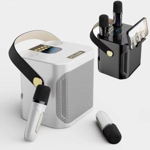 Loa Bluetooth Di Động Cao Cấp Với 2 Micro 360 Stereo Vòm Loa Siêu Trầm Không Dây Hệ Thống Hát Karaoke Trẻ Em Nhà Quà Tặng