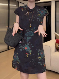 Shalldoer | Elegant Minimalist New Chinese Style Peony Flower Cheongsam Collar Elastic Waist Shorts Two Piece Set Versatile Summer Outfit