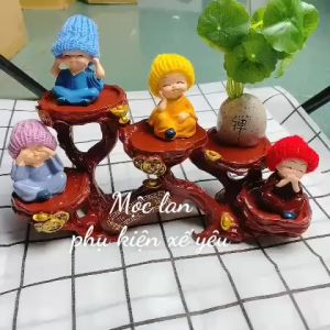 Sét chú Tiểu Hòa Thượng-Trang Trí Taplo Ô Tô-Bộ Tứ Không-Kệ Để Tượng Gốm Sứ