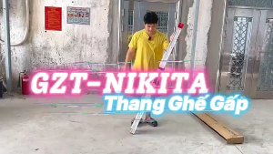 Thang gấp chữ A Nikita bằng nhôm cao cấp bền bỉ bậc thang có rãnh chống trượt an toàn 2026
