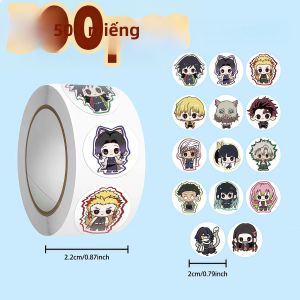 Bandai | 500 Miếng Dán Hình Nhân Vật Chibi Diệt Quỷ Cuộn Hình Tròn Nhiều Nhân Vật Dùng Cho Dự Án Tự Làm Quà Tặng Và Trang Trí