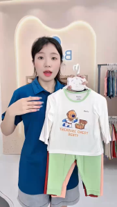 Bộ dài tay cài vai phối viền in phi hành gia BENTY BT076 chất mềm mịn mát quần áo trẻ em chính hãng