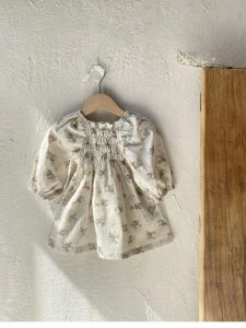 Spring Summer Princess Style Floral Print Cotton Dress Baby Girls Clothing Korean Style High Waist A-Line Skirt