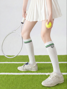 PRIMEET | Sporty White Over-the-Calf Socks