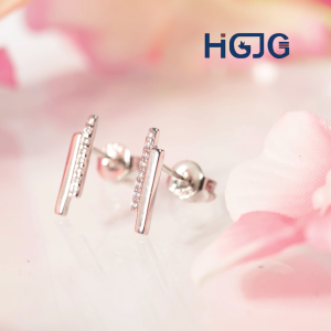 Bông Tai Nữ HGJG Đường Thẳng Đính Đá Bạc 925 Lấp Lánh Bông Tai Bạc Cá Tính Đeo Hằng Ngày Đi Chơi