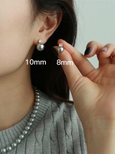 S925 Silver Needle Commute Grey Pearl Ear Cuff Womens Fashion Jewelry No Piercing Mosquito Coil Ear Clip on Earrings
