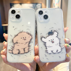 Cute Cartoon Silicone Phone Case for iPhone 15 13 pro Max 14 12 Couple Shake Head Dog Full Protection Soft Shell Transparent XR