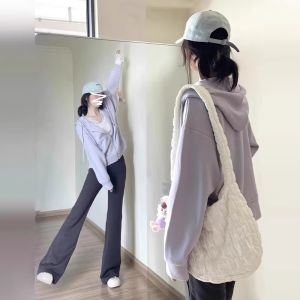 PEIZIXUAN | American Style Purple Short Hoodie for Petite Women Spring 2026 New