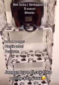 Rak Buku 5 Tingkat 4 Susun Lemari Kain Layer Grid Portable Penyimpanan Baju Sepatu Helm Rack bermotif bongkar pasang