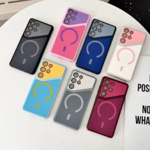 Cloth Texture Matte Phone Case For Huawei Pura 90 80 70 Pro Max P90 ProMax P80 Ultra P70 5G Magnetic Shell Color Blocking Hybrid Shockproof Hard Cover