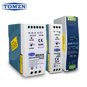TOMZN DIN Rail EDR MDR 20W 60W 75W AC to DC SMPS Output Switching Power Supply AC100-240V to DC5V 12V 15V 24V 36V 48V Adjustable