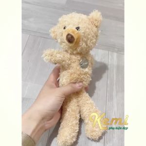 Gấu bông Teddy lông xù đeo mác size lớn 25cm treo áo quần balo cặp túi xách