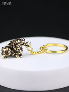 Handmade Solid Copper Brass Keychain Pendant Car Waist Hanging Ornament Lucky Creative Gift Metal Retro Pattern