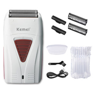 Máy Cạo Râu Điện Kemei KM-3382 Dành Cho Nam Sạc USB Không Dây Lưỡi Kép Chuyên Nghiệp Cho Đầu Cạo Mịn Màng