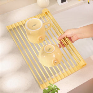 Silicone Foldable Kitchen Sink Drain Rack Dishware Plate Storage Shelf Countertop Water Drain Basket No Brand Kitchen Storage