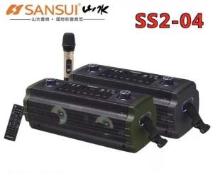 Loa karaoke xách tay mini Sansui SS2-04 New 2024 (2 loa trầm bass treble đồng trục 350W 1 Micro UHF karaoke rất hay)