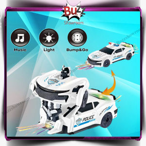 Mobil Transform Robot Polisi Mainan Anak Transformerr Light Sound