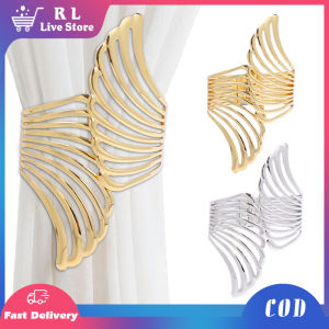 Punching-free Metal Curtain Buckle Creative Curtain Holdback Curtain Tiebacks Wings Pattern With Elastic Spring For Room