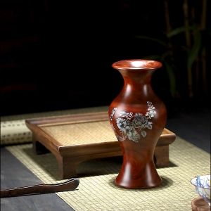 แจกันไม้ชิงชันเวียดนามไม้เนื้อแข็งเกลียวหัตถกรรมแจกันดอกไม้แจกันแห้งจัดดอกไม้แจกันคอลัมน์ตกแต่งเครื่องประดับ