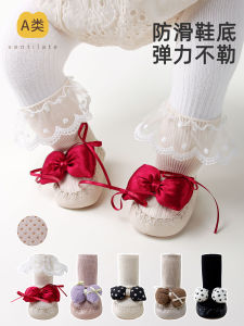 Princess Lace Baby Shoes Cotton Socks Soft Bottom Indoor Anti-Slip Girls Newborn Footwear Spring Autumn Comfortable Slip-On